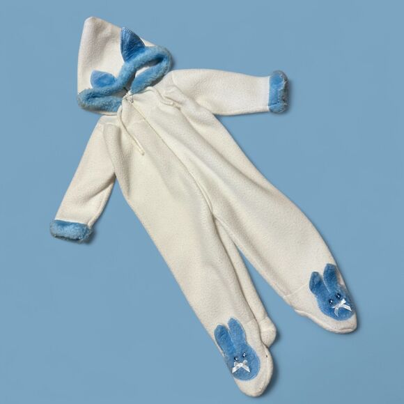 Vintage 1970's - 1980's Rocking Horse Fleece Bunny Bunting - 12 months - Picture 1 of 2